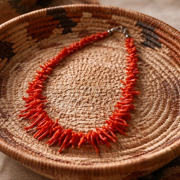 Vibrant Coral Necklace 18" - Picture 2 of 8